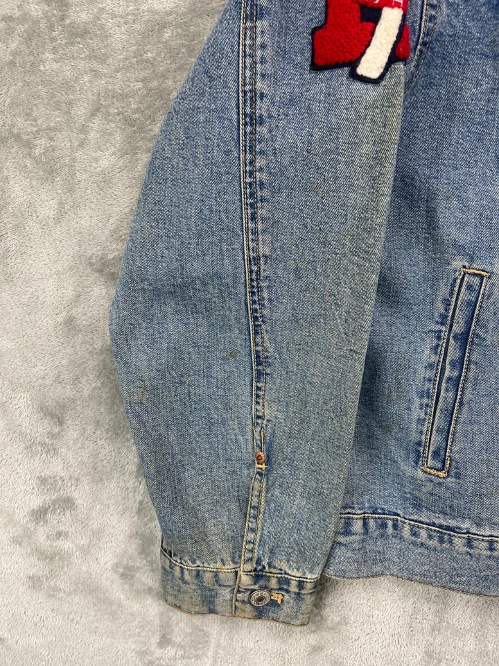 Chaqueta de Camionero DKNY de Colección Años 90 Para Hombre Talla Grande Azul Denim Bordada Foto 3 de 4