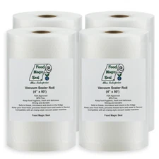Four Rolls FOUR Inch x 50 Feet Food Magic Seal Vacuum Sealer Food Storage Bags!!