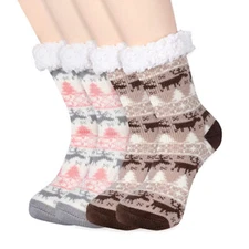 Women's Slipper Socks Warm Fuzzy Fleece-lined Indoor Anti-Skid Floor Socks Gift