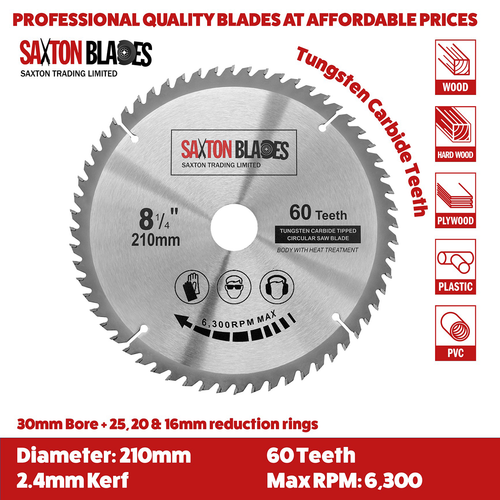 Saxton TCT Circular Wood Saw Blades 135mm to 305mm fits Bosch Dewalt Festool etc - Picture 23 of 41