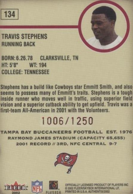 2002 Fleer Authentix Travis Stephens #134