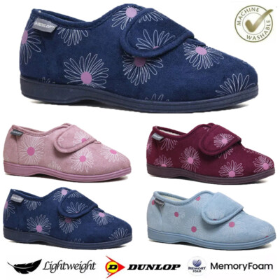 DAMEN MEMORY FOAM BREITE PASSFORM DUNLOP ORTHOPÄDISCHE DIABETIKER WASCHBARE SCHUHE HAUSSCHUHE