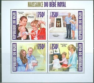 Niger Birth Of Prince George William And Kate Sheet Of Four Stamps Mnh Ebay