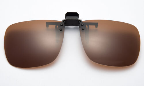 Large Polarized Clip On Sunglasses Flip Up Glasses Driving Fishing Sports Square - Picture 5 of 14