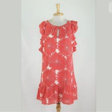 NWT J Crew Womans Printed Flutter Dress Sunburst Red White Floral Small S