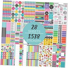 Planner Stickers Pack - 28 Sheets / 1378 Stickers, Stylish Variety Assortment 