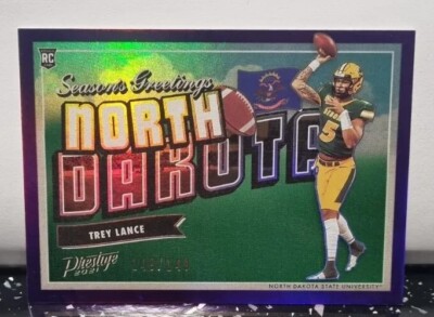 2021 Panini Prestige Trey Lance Season's Greetings Purple /149 RC NDSU 49ers
