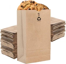 1 Lb Kraft Small Brown Paper Bags (250 Count) Mini Size Bag for Packing Breakfas