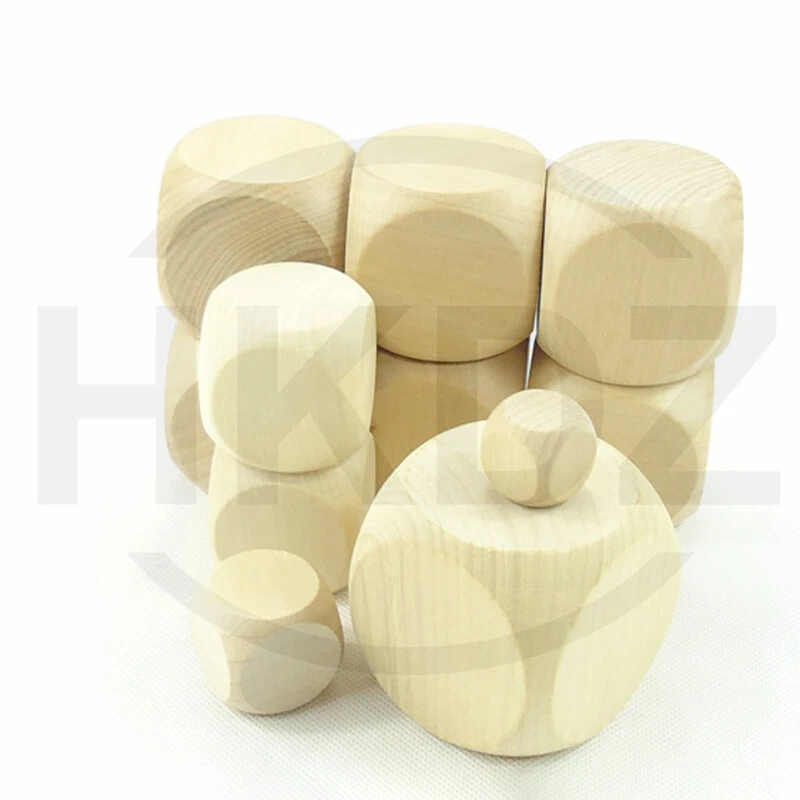 Wooden Dice Dices Plain Blank Cube Untreated RPG Craft 10,16,20,25,30,40,50,60mm - Image 2 of 4