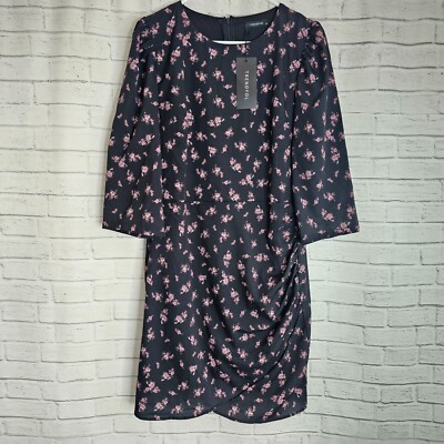 Trendyol Damen Mini Bodycon Kleid UK 14 Schwarz Pink Regular Fit Gewebt Chic