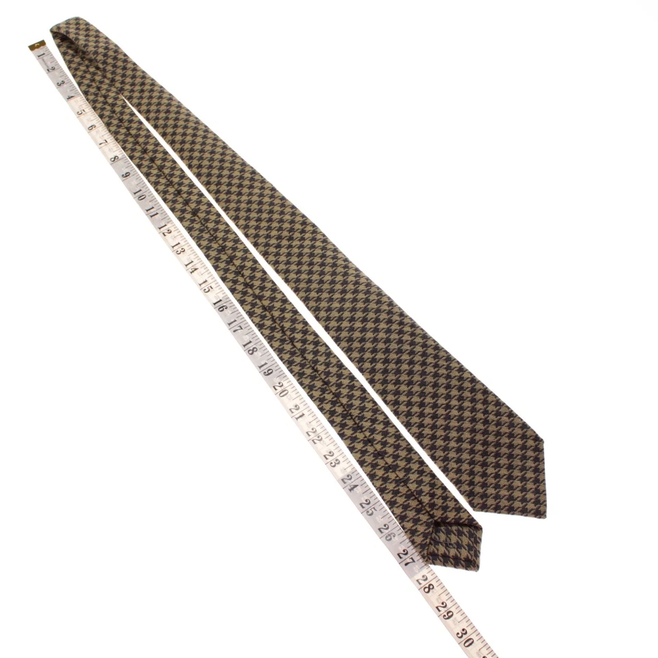 Corbata Kiton nueva sin etiquetas mezcla de lana/seda siete pliegues en pata de gallo tostado verdoso/gris Foto 3 de 4