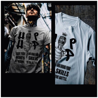 Hip hop t-shirt street hustle dope gangster thug mobster mic check quote 