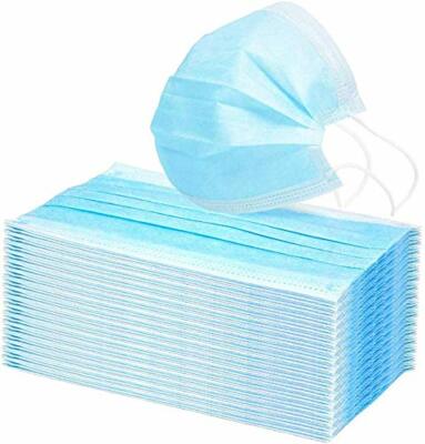 Einweg 3-lagige Gesichtsmasken, hohe Filtration, verstellbarer Nasenclip - 50er Pack
