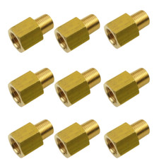 Image of Brass Pipe Fitting Adapter 1/16''NPT Female x 1/8''NPT Male Fuel Rail Gauge 9Pcs