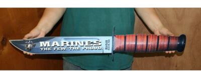 USMC KA-BAR with Officer Globe and Anchor Steel Sign