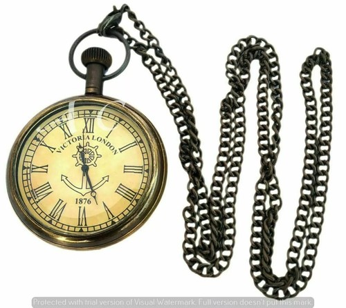 Victorian Pocket Watch I Brass Antique Collectible I 1876 Victoria London - Picture 4 of 4