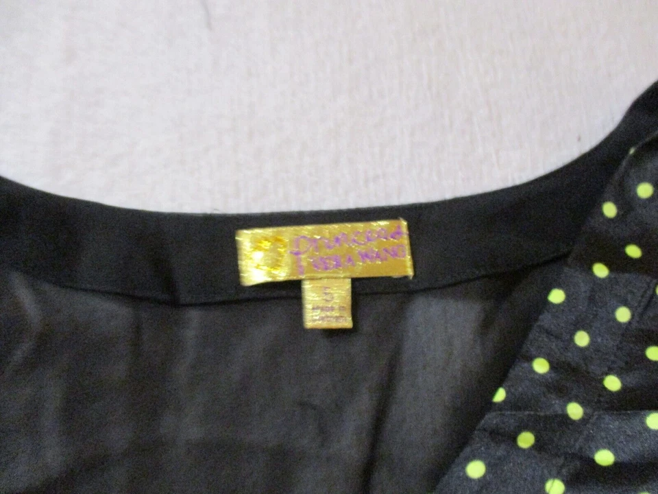 Mujer Princesa Vera Wang Negro Verde Lunares Vestido Talla 5 Foto 2 de 4