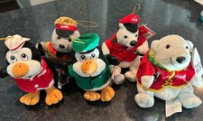 Vintage Coca Cola Plush Christmas Ornaments Lot of 5 Polar Bear Penguins Seal