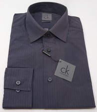 NEW Calvin Klein Men's Black Metallic Stripe Button Up Dress Shirt Size 15 32-33