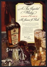 SEAGRAM'S V. O. Canadian Whiskey Ad 1935 Vintage Advertisement Bar Art