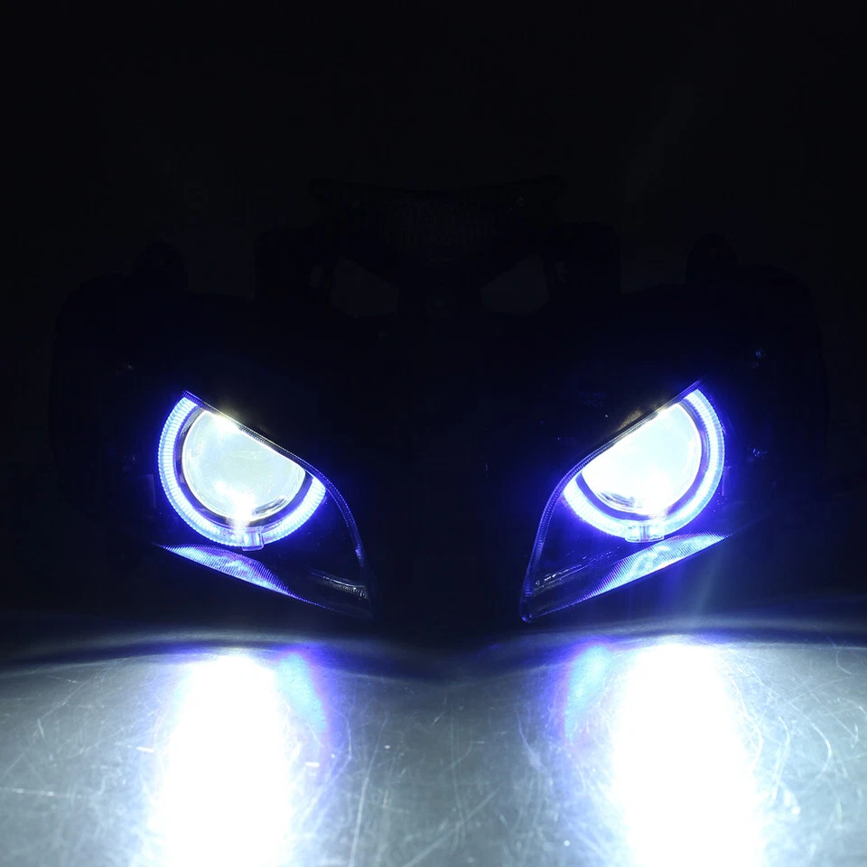 Conjunto de faros HID proyector ojo de ángel halo azul para Honda CBR1000 2004-2007 Foto 4 de 4