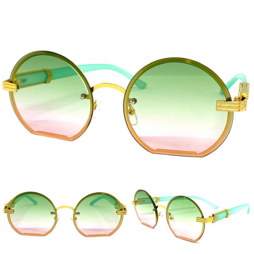 CLASSY Elegant Sophisticated Retro SUNGLASSES Round Gold  display picture 2