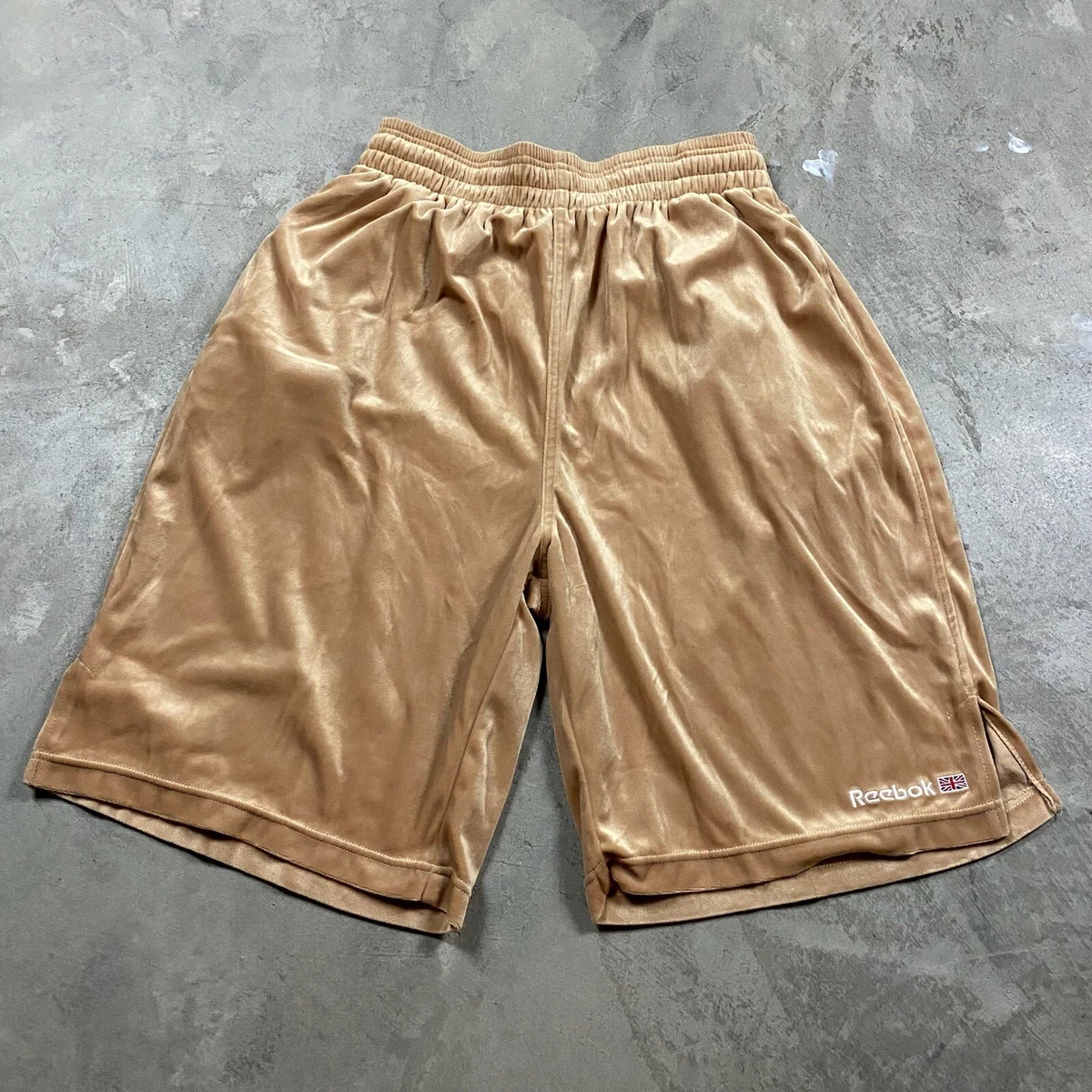 90s VTG REEBOK VELOUR Sweat Shorts Lounge 2XL gold beige copper y2k Hip Hop  logo