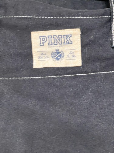 Vintage 1986 PINK Victoria's Secret Black Tote, Beach Made With Love & Peace Bag - Picture 7 of 8