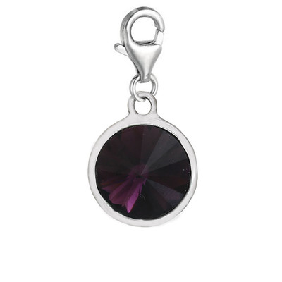 Sexy Sparkles February Clip On Birthstone Charms with Lobster Clasp Claw for Bra