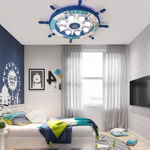 Modern Blue Ship Rudder Shape Ceiling Light Lamp Fixture Kid's Room Flush Mount - Picture 2 of 12