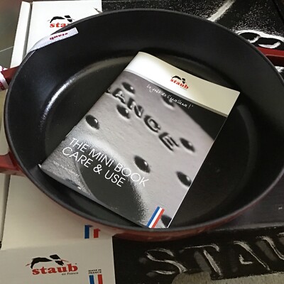 STAUB Cast Iron 8 inch Double Handle Fry Pan Plate  Cherry