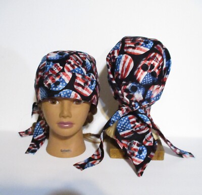 DuRag w Sweatband Skull Cap Head Wrap Bandanna Helmet Liner