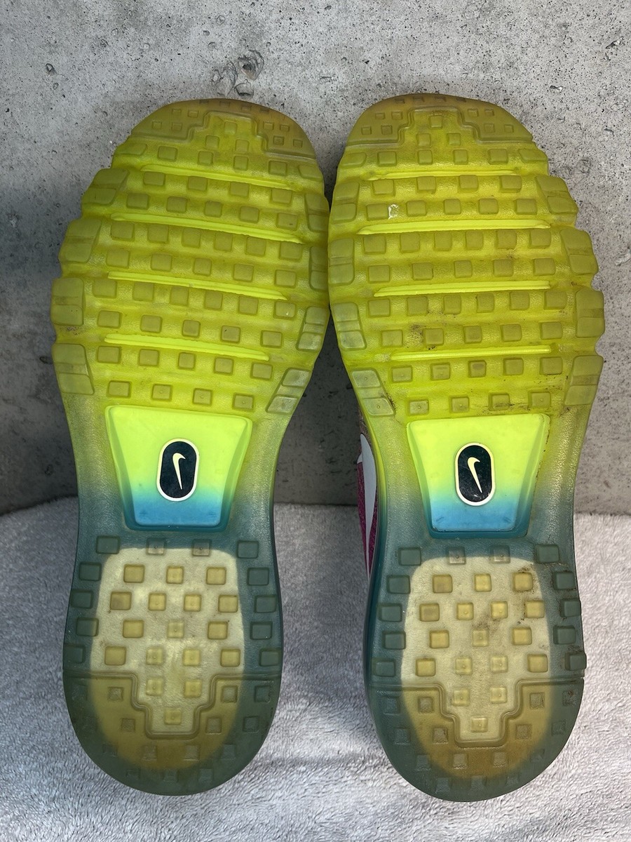 Nike Air Max Flyknit ID Pink Lime-Green Blue Running Shoes 