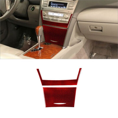 2Pcs Red Carbon Fiber Digital Climate Control Cover Trim For Toyota Camry 07-11