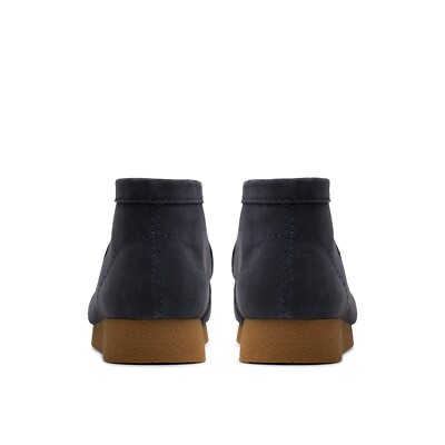 New Men Clarks Wallabee Evo Navy Blue Suede Leather Rubber Bottom