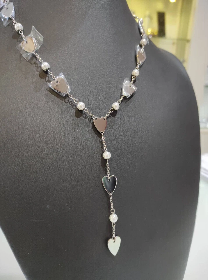 Sagapo Collana Perle e Cuori Donna In Acciaio Sagapò SAF01 S'Agapo - Immagine 3 di 4