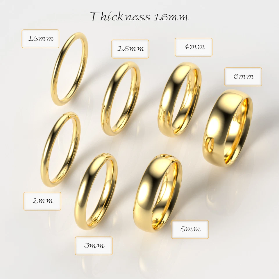 14K Yellow Gold 1.5mm 2mm 2.5mm 3mm 4mm 5mm 6mm Comfort Fit Wedding Band - Image 2 of 4