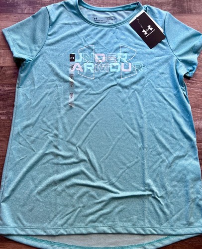 Neu mit Etikett Under Armour YXL Mädchen türkis/aqua/schwarz/grau bedruckte Shorts Set - Bild 2 von 5