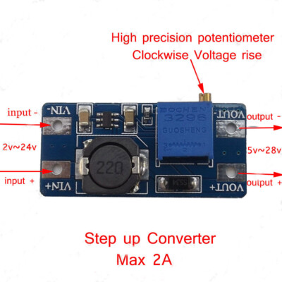  DC-DC Boost Regler 2-24V to 5V-28V 9v 12V 24V 2A Step Up Power Supply Module