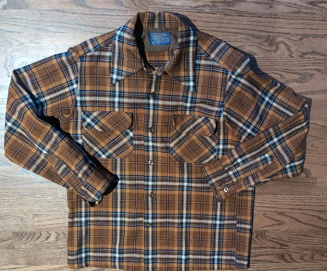 Mens Pendleton Washable 100% Virgin Wool Shirt Br… - image 1