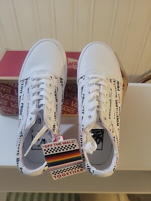 Vans Ward Pride Love Wins White Glitter Skate Womens Size