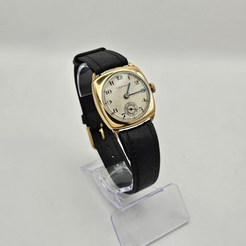 A Vintage Gents 1940s 9ct Gold Vertex Cushion Shape Wrist Watch - Picture 2 of 9