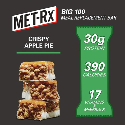 MET-Rx Big 100 Colossal Protein Bars, Crispy Apple Pie Meal Replacement Bars, 4 - Picture 4 of 5