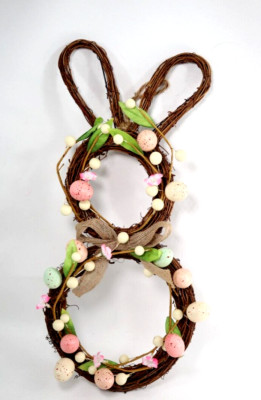 Easter Bunny Shape Egg Handmade Wreath Spring County Pastel Colors Door Wall Art