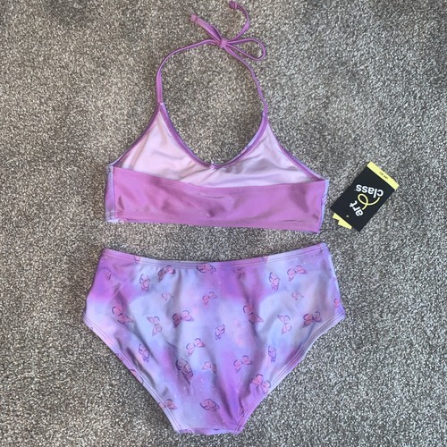 NWT Girls Art Class Purple Butterfly Bikini Swimsuit Size L 10/12 - Picture 2 of 2
