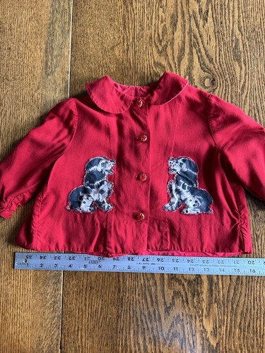 Vtg Baby Toddler Swing Top Shirt Puppy Dog Applique Handmade Homemade Red 2 3 - Picture 7 of 21