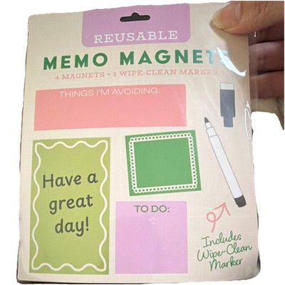 Reusable Multicolor Memo Magnets Set with Marker, To Do List, 4-Pack