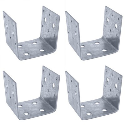 4 PCS Half Post Base, Fit 4 x 4 Post Anchor Connector, Deck Framing Brackets ...