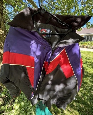 Vintage Polaris Thermolite Snowmobile Jacket Mens Medium Purple Red Black