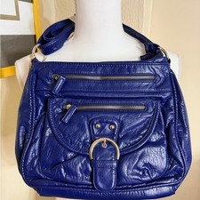 Blue Leather Shoulder Bag